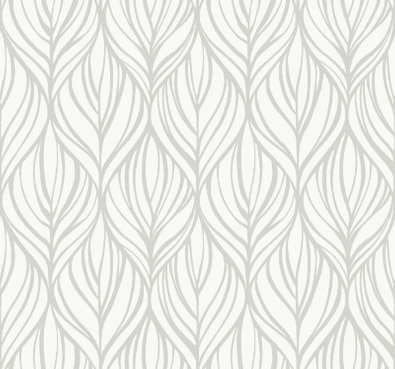 Palma White/Silver Wallpaper