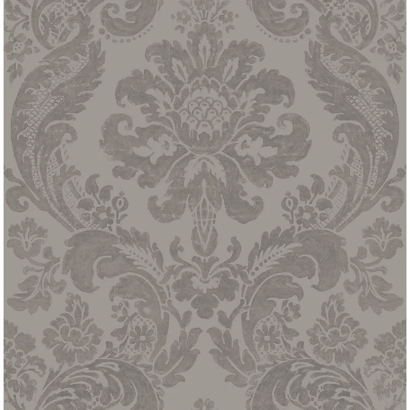 Shadow Damask Wallpaper in Grey from the Moonlight Collection