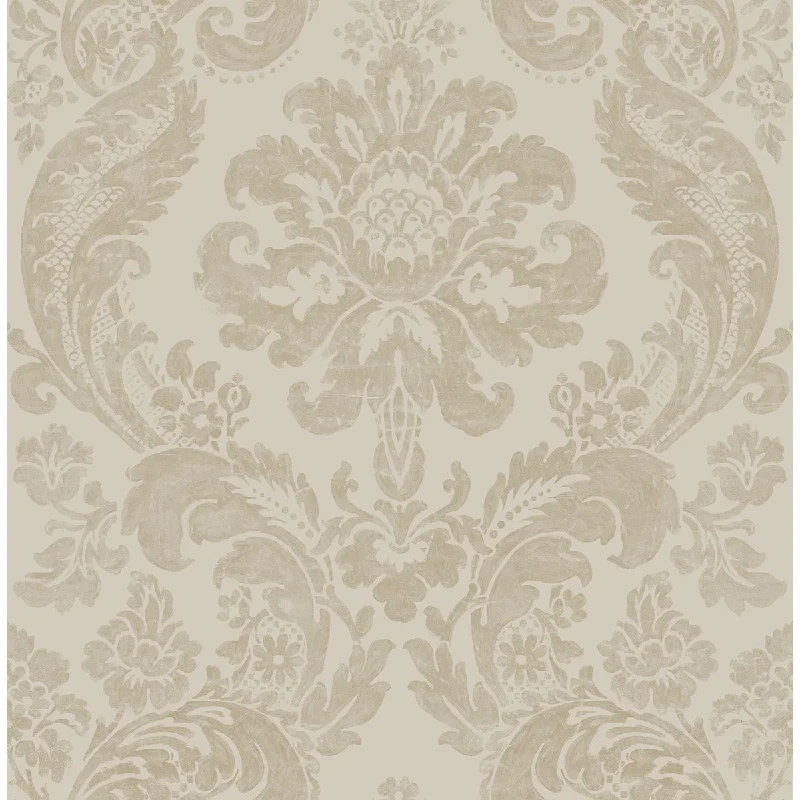 Shadow Damask Wallpaper in Khaki from the Moonlight Collection