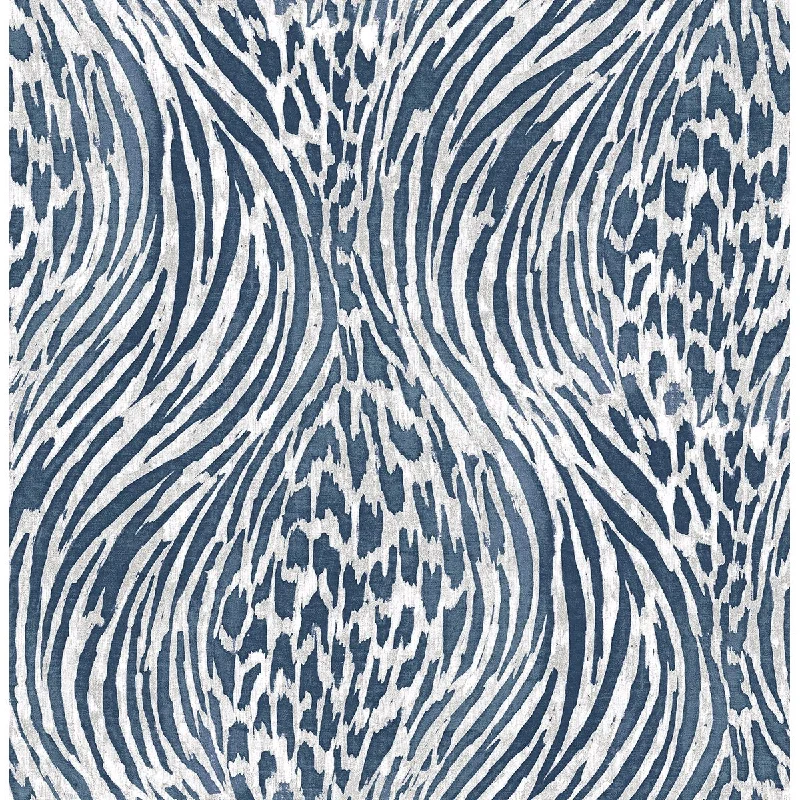 Splendid Animal Print Wallpaper in Blue from the Moonlight Collection