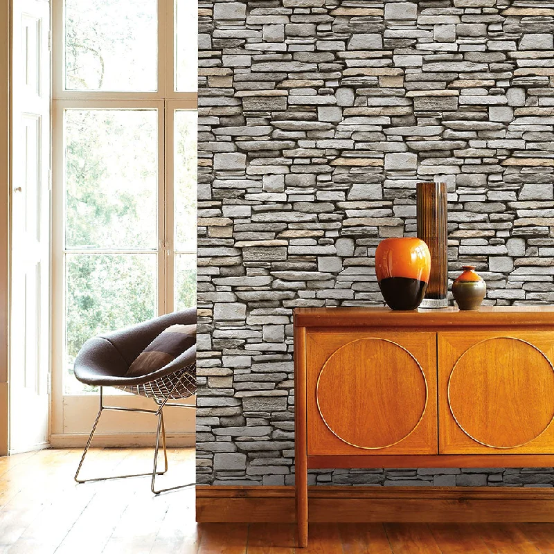 Grey Stone Peel and Stick Wallpaper