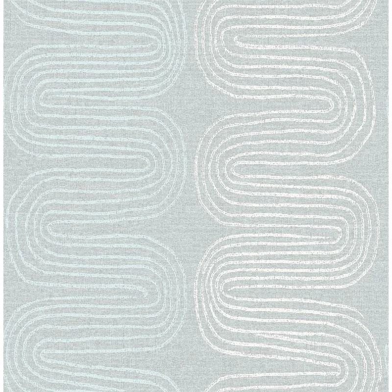 Zephyr Abstract Stripe Wallpaper in Light Blue from the Celadon Collection