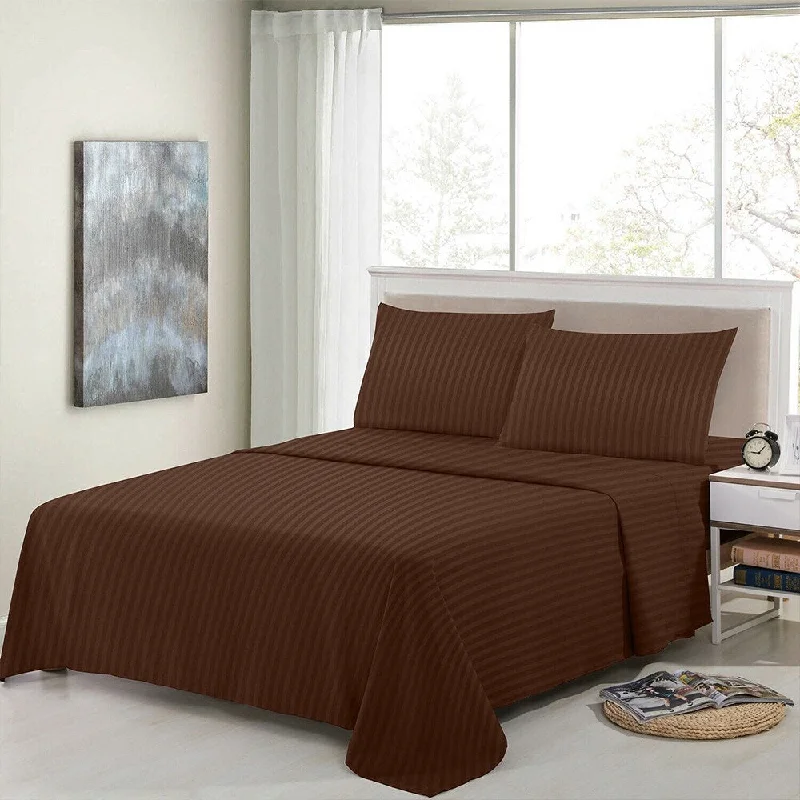 4 Piece Bed Sheets 1800 Count Egyptian Comfort Full Brown