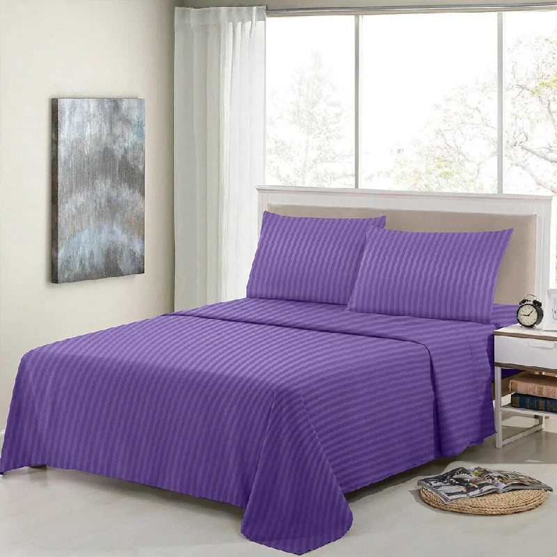 4 Piece Bed Sheets 1800 Count Egyptian Comfort Twin Purple