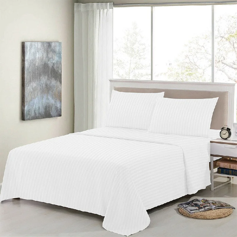 4 Piece Bed Sheets 1800 Count Egyptian Comfort Twin White