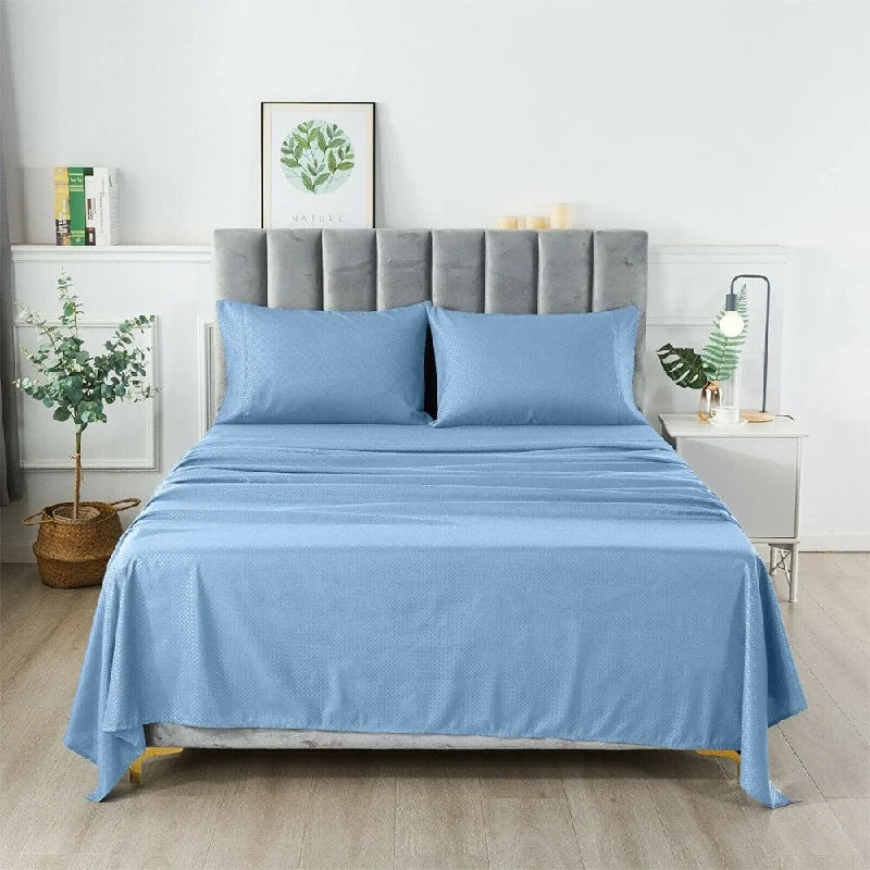 4 Piece Extra Deep Bedsheets Microfiber Hotel Quality Queen Blue