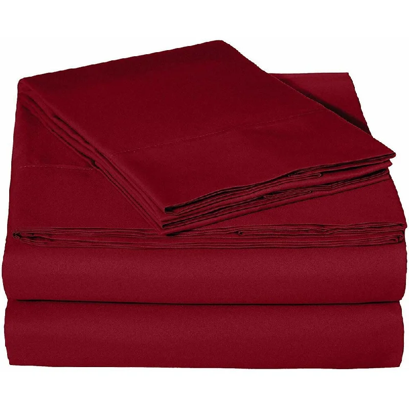 400 Thread Count Linens 4-Piece Set 100% Cotton Queen Bed Sheet Burgundy