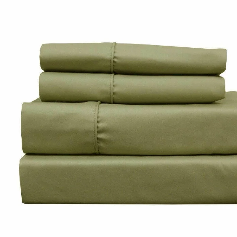 400 Thread Count Linens 4-Piece Set 100% Cotton Queen Bed Sheet Green