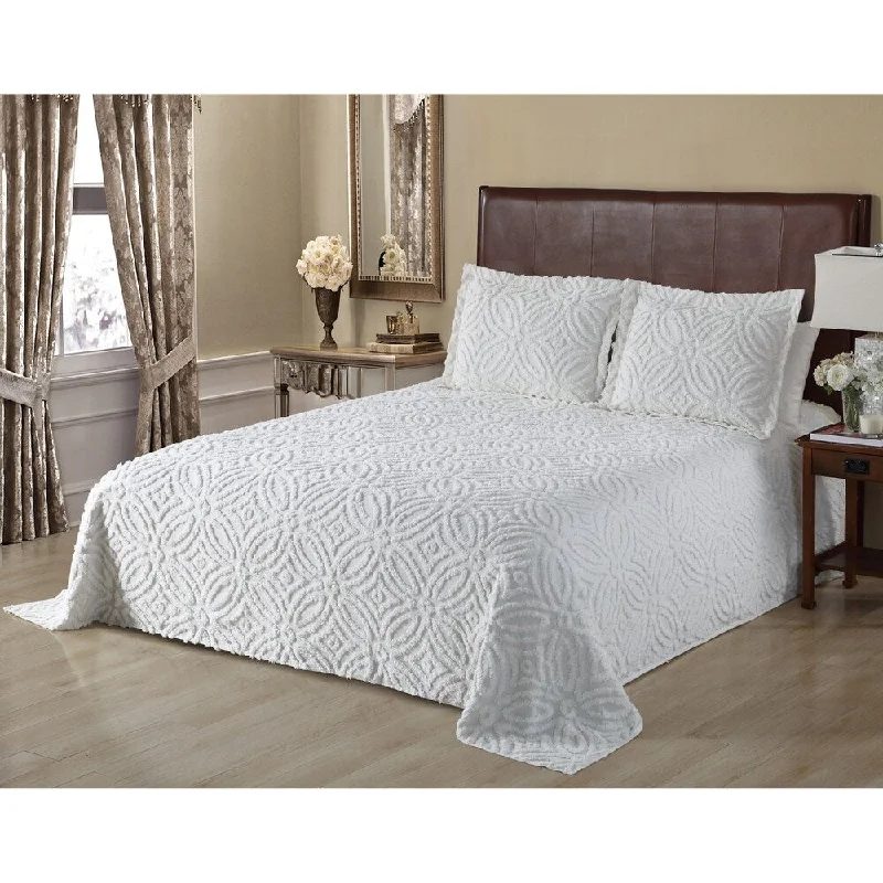 Alicia Wedding Chenille Bedspread King- Ivory