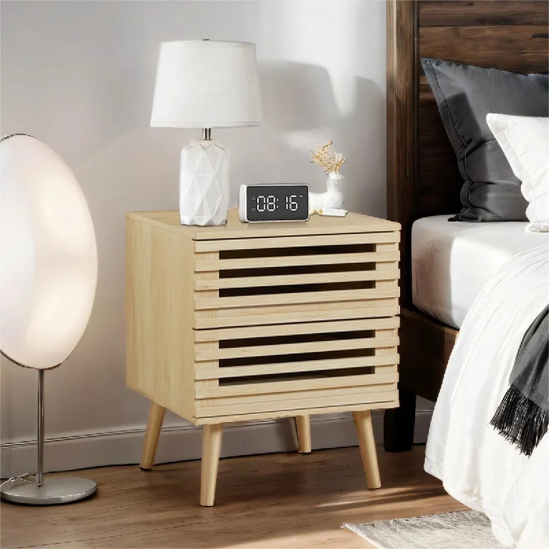 Bedroom Nightstand Set of 2 with 2 Storage Hollowed-Out Drawers