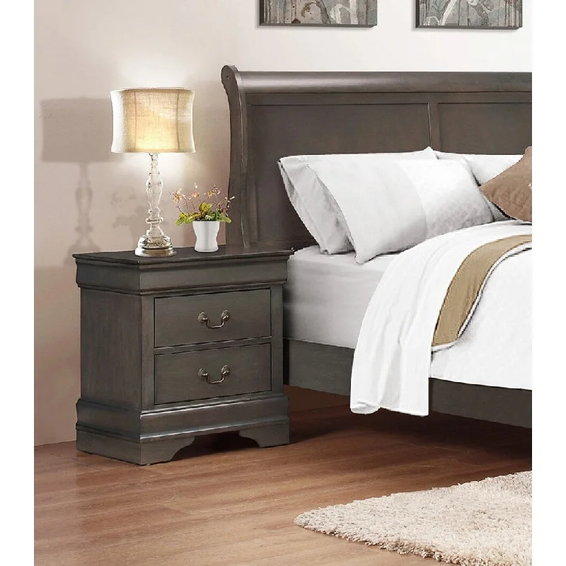 Classic Louis Philippe Style Nightstand with Two Drawers , Traditional Design Bedroom Furniture