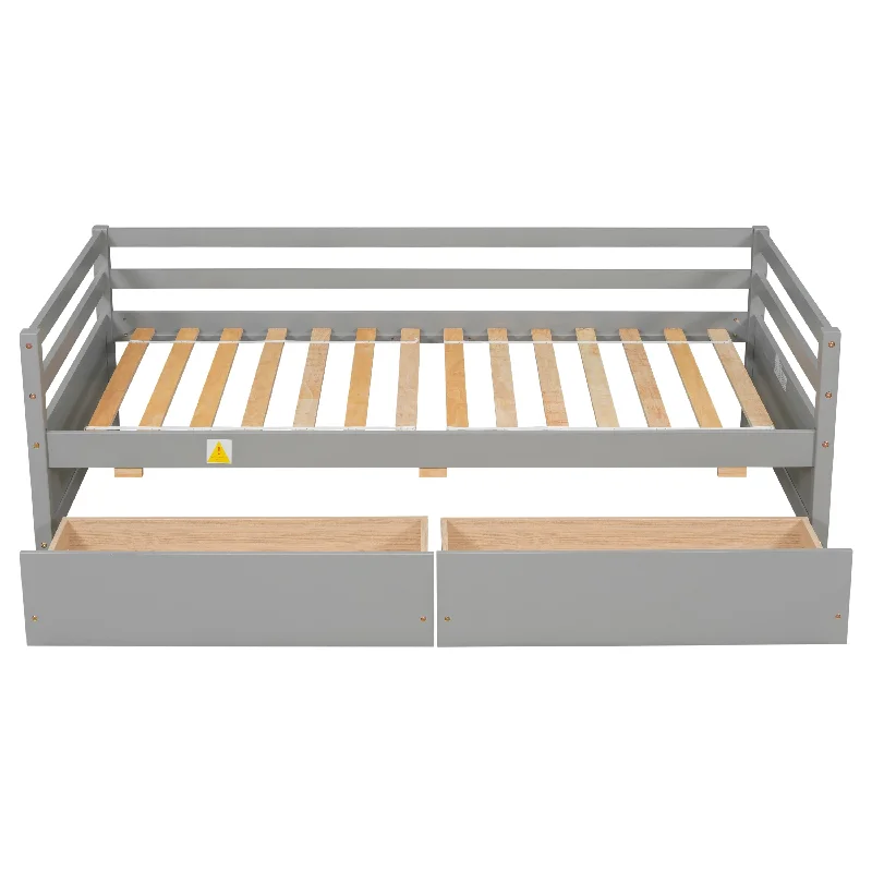 Daybed with two Storage Drawers ,White/Grey