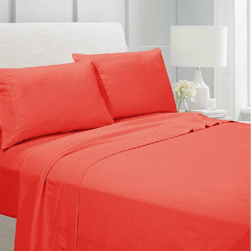 Egyptian Comfort 1800 Count 4 Piece Bed Sheet Set Queen Peach