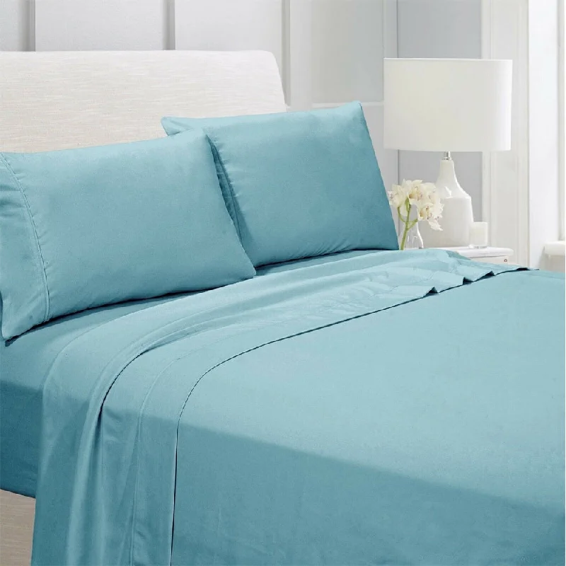 Egyptian Comfort 1800 Count 4 Piece Bed Sheet Set Twin Aqua