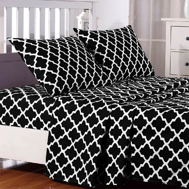 Egyptian Comfort Bed Sheet Set 1800 Count 4 Piece Twin XL Black White