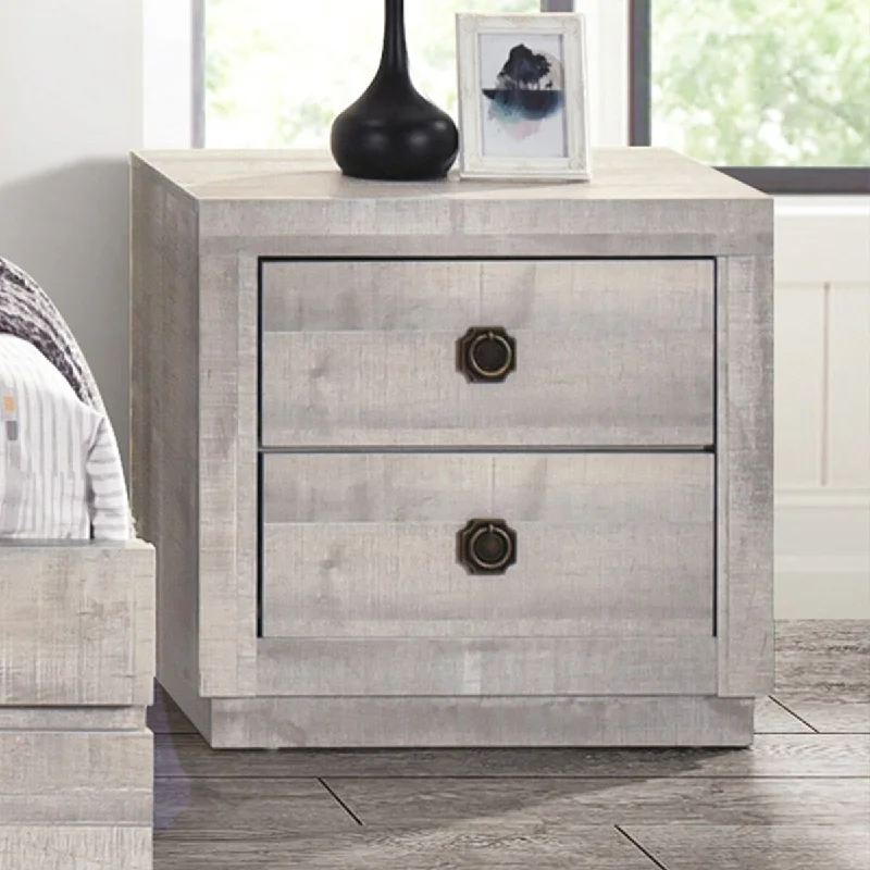 Farmhouse Style 2 Drawers Nightstand End Table for Bedroom