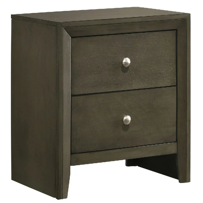 Grey Finish 2-Drawer Nightstand for Bedroom,Modern