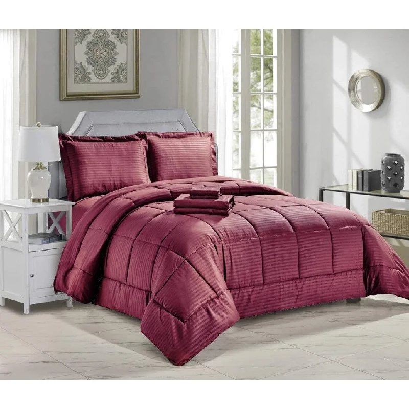 Home Essentials by Décor&More 8 Piece Embossed Stripe Bed in a Bag