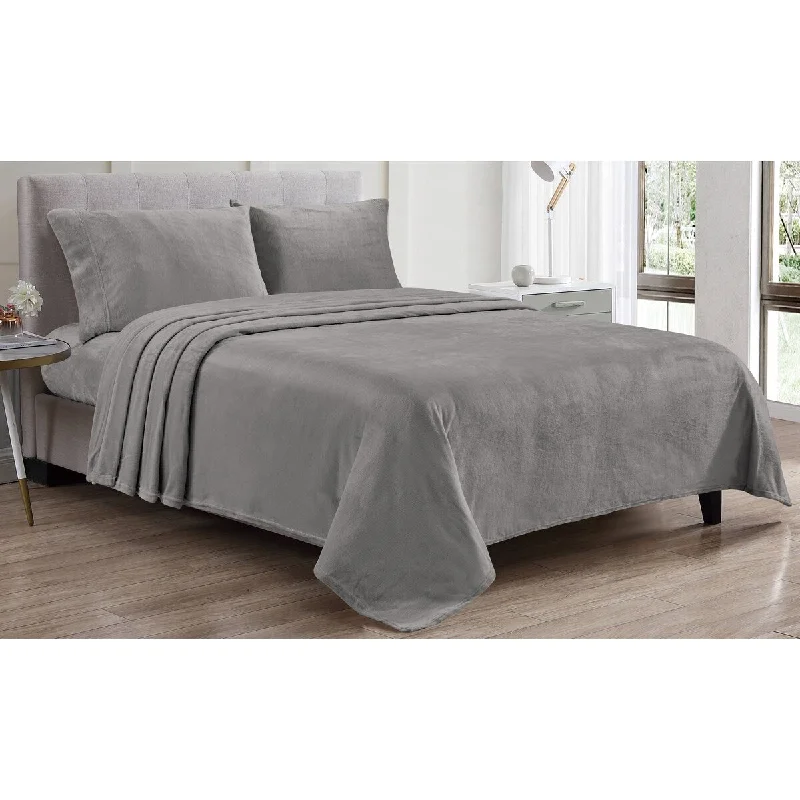 Kansas Wrinkle Resistant Ultra Soft Solid Premium Bed Sheet Set King Dk. Grey