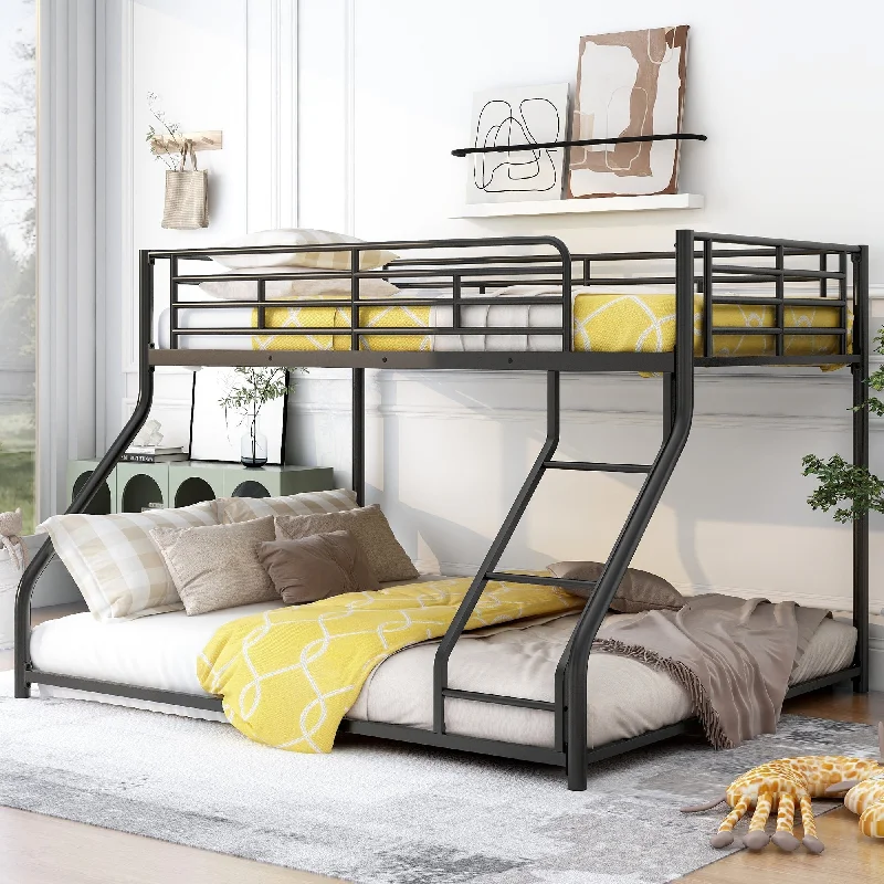 Metal Floor Bunk Bed Twin XL over Queen