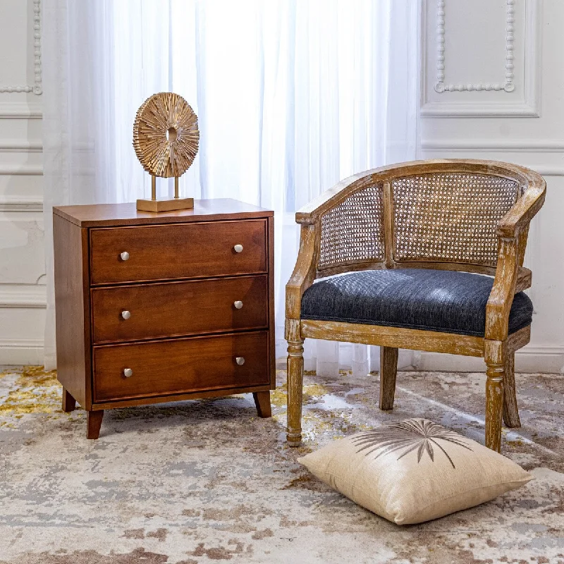 Mid-Century 3-Drawer Bedroom Nightstand with Storage