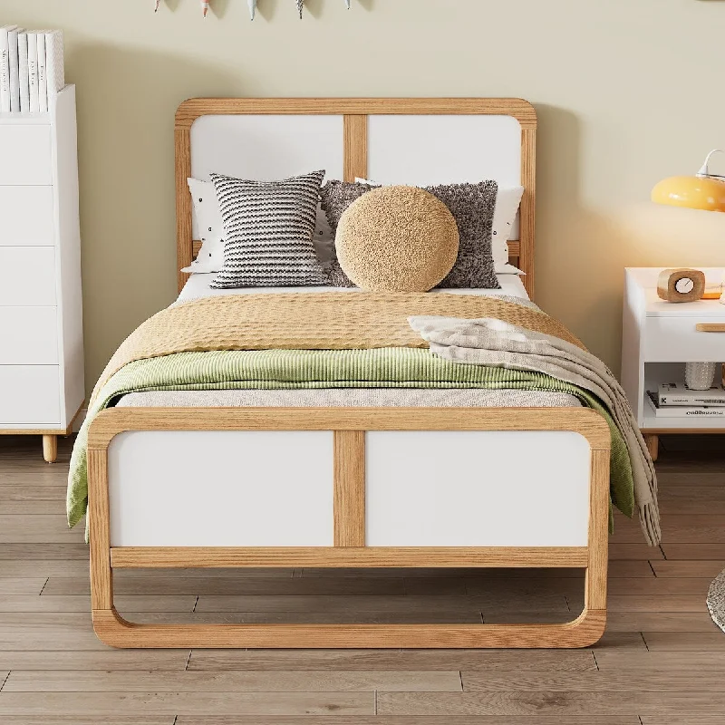 Modern Solid Wood Platform Bed - Twin/Full/Queen Size for Kids, Teens, or Adults