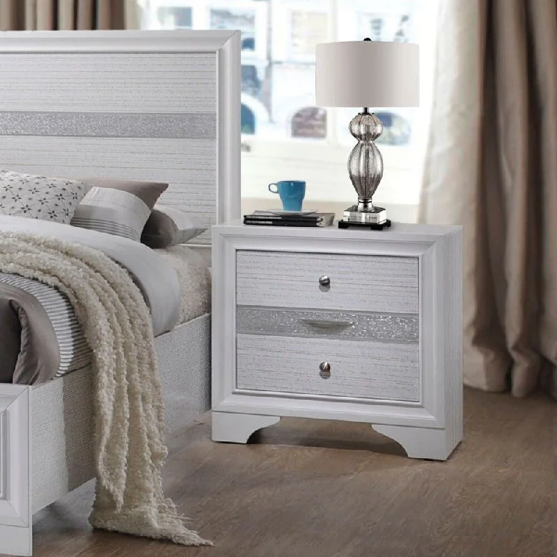 Modern White Solid Wood Bedside Table with Three Drawers and Storage Cabinet