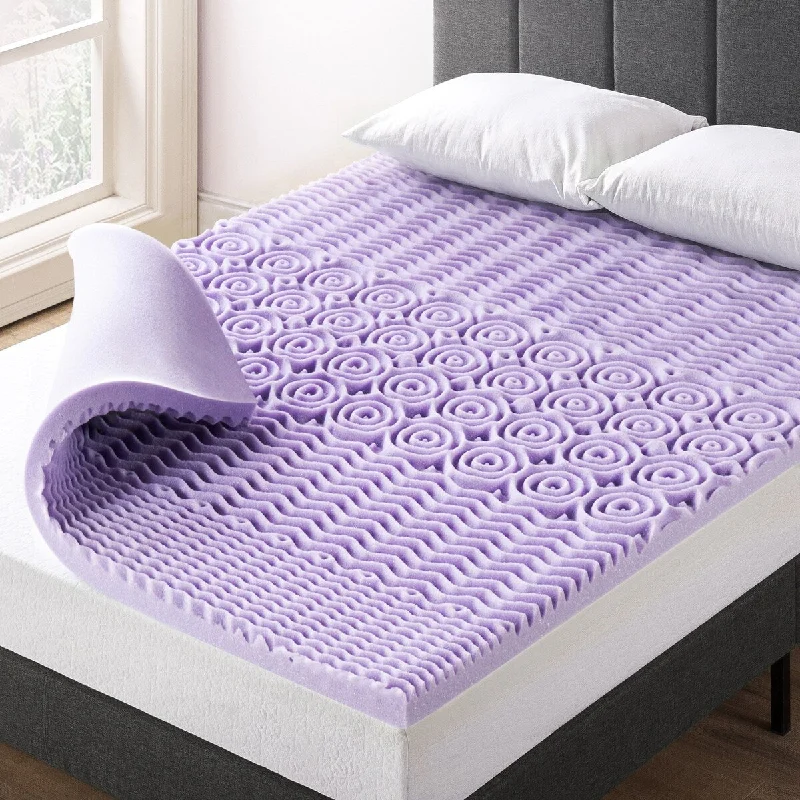 1.5 Inch 5-Zone Memory Foam Mattress Topper with Lavender Infusion