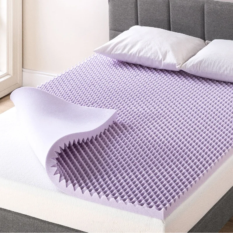 2 Inch Egg Crate Memory Foam Mattress Topper with Soothing Lavender Infusion - Crown Comfort