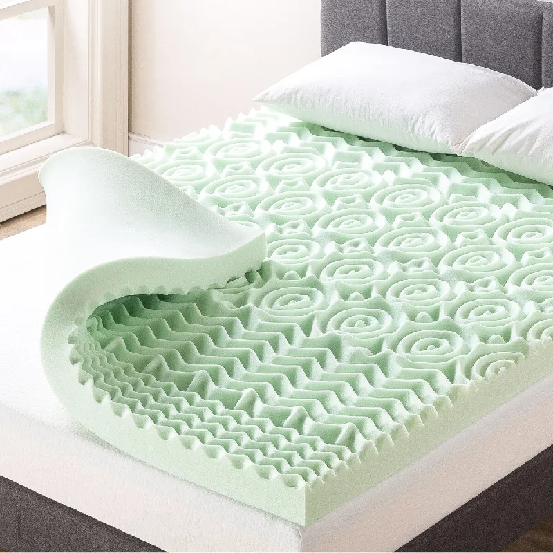 4 Inch 5-Zone Memory Foam Mattress Topper with Calming Green Tea Infusion