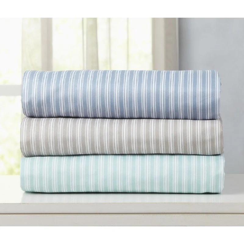 Acadia Collection Double Brushed Microfiber Striped Sheet Set