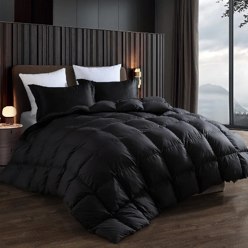 Alanzimo Luxury Pinch Pleat Goose Feathers Down Comforter All Season, Ultra Soft Warm Down Duvet Insert with Tabs, 68x90 inches