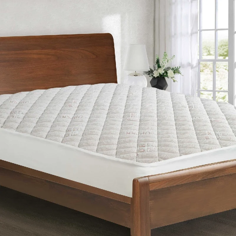 All-In-One Copper Effects Antimicrobial Fitted Mattress Pad - White