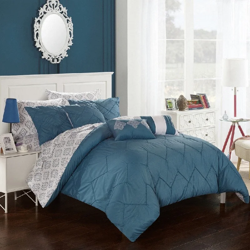 Chic Home 10-Piece Darlene Blue BIB Comforter Set