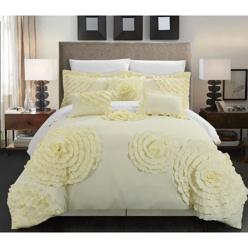 Chic Home 11-piece Buxton Beige Oversized Comforter Set