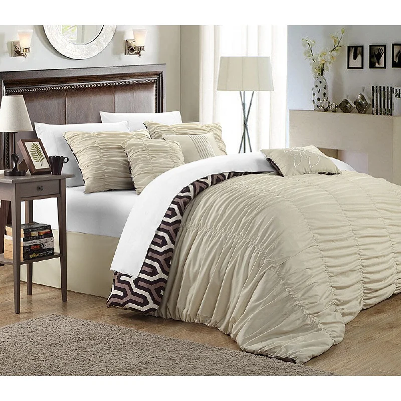 Chic Home 7-Piece Lester Pleated Ruffled Comforter Set