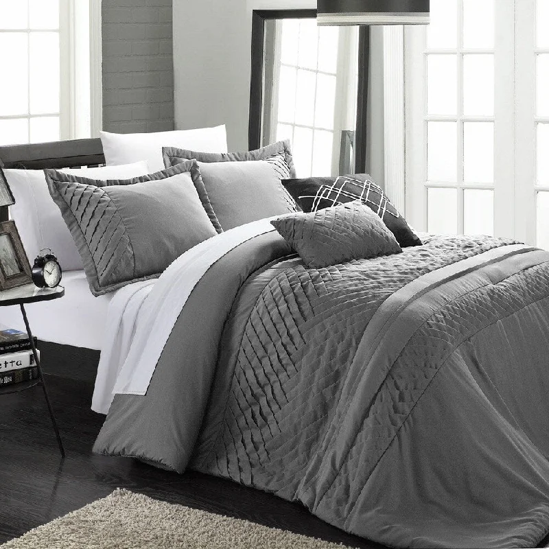 Chic Home 9-piece Corona Block Color Comforter Set, Charcoal