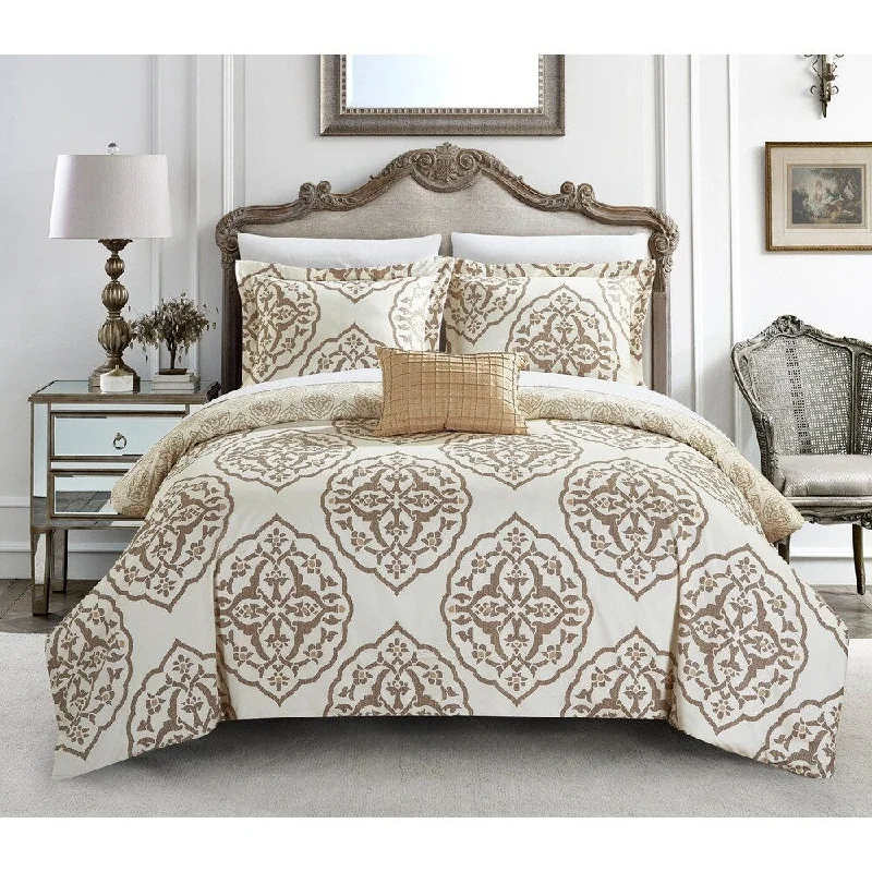 Chic Home Froilan 4-Piece Reversible Beige Duvet Cover Set