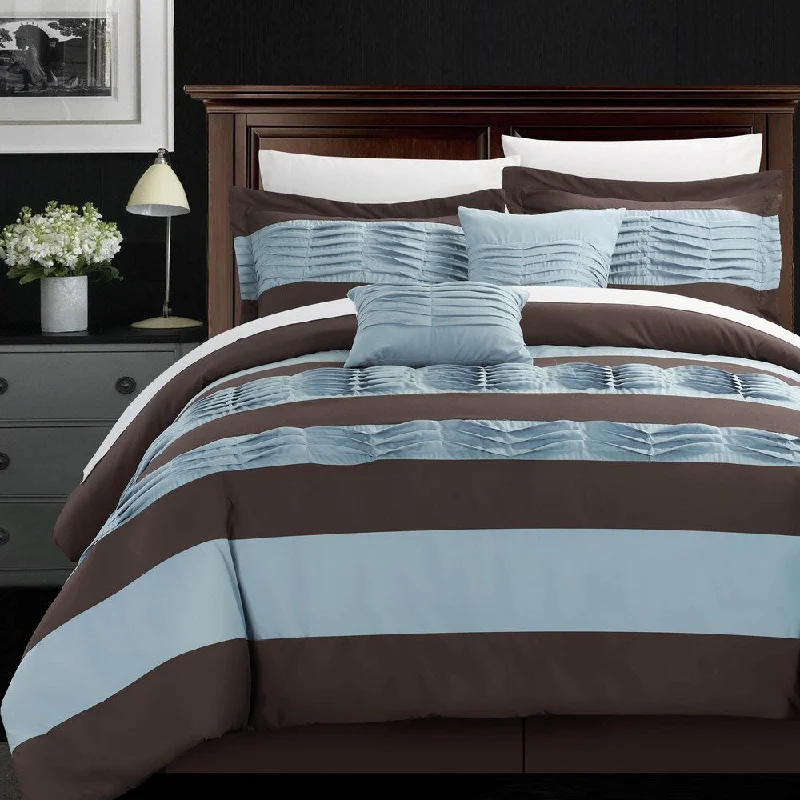 Chic Home Oxford Pleated Applique 10-piece Comforter Set