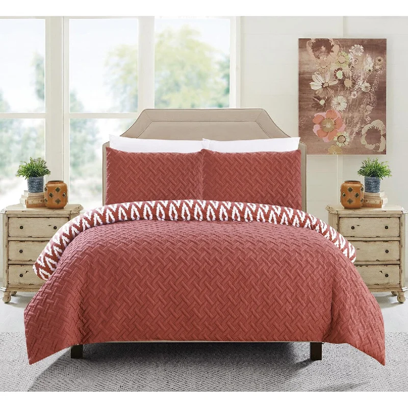 Chic Home Sabina 3 Piece Embroidered Reversible Comforter Set