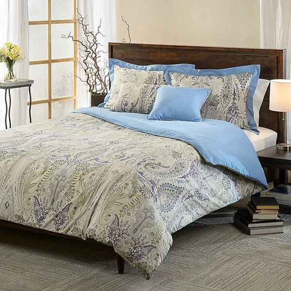 Comosetti Woodlawn Blue Paisley Reversible Cotton 5-piece Comforter Set