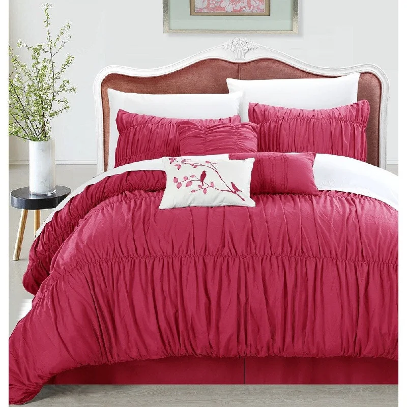 Copper Grove Senna 7-piece Pink Pleated and Ruffled Comforter Set