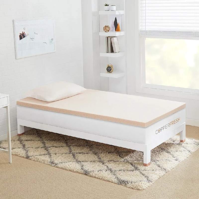 CopperFresh 2" Gel Memory Foam Mattress Topper - Twin XL, Twin, Full