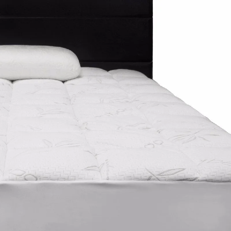 Crown Comfort Supreme Comfort Rayon from Bamboo Quilted Mattress Pad - White