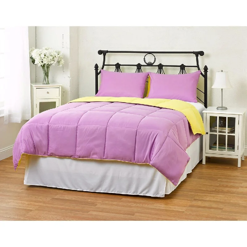 Daily Boutik Full/Queen size 3-Piece Purple/Yellow Microfiber Comforter Set with 2 Shams