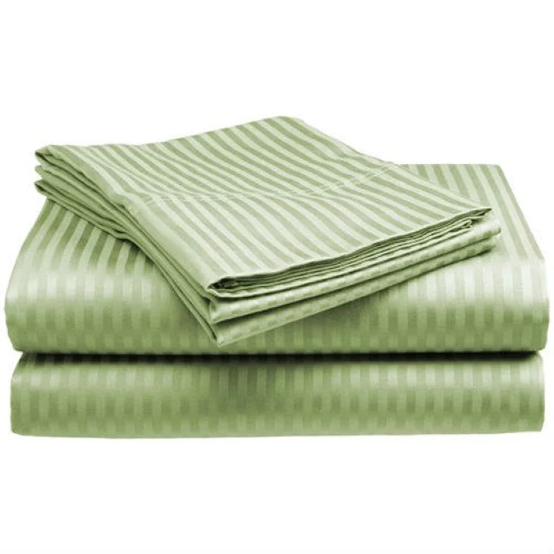 Daily Boutik Full size Microfiber Sateen Dobby Stripe Sheet Set in Sage Green