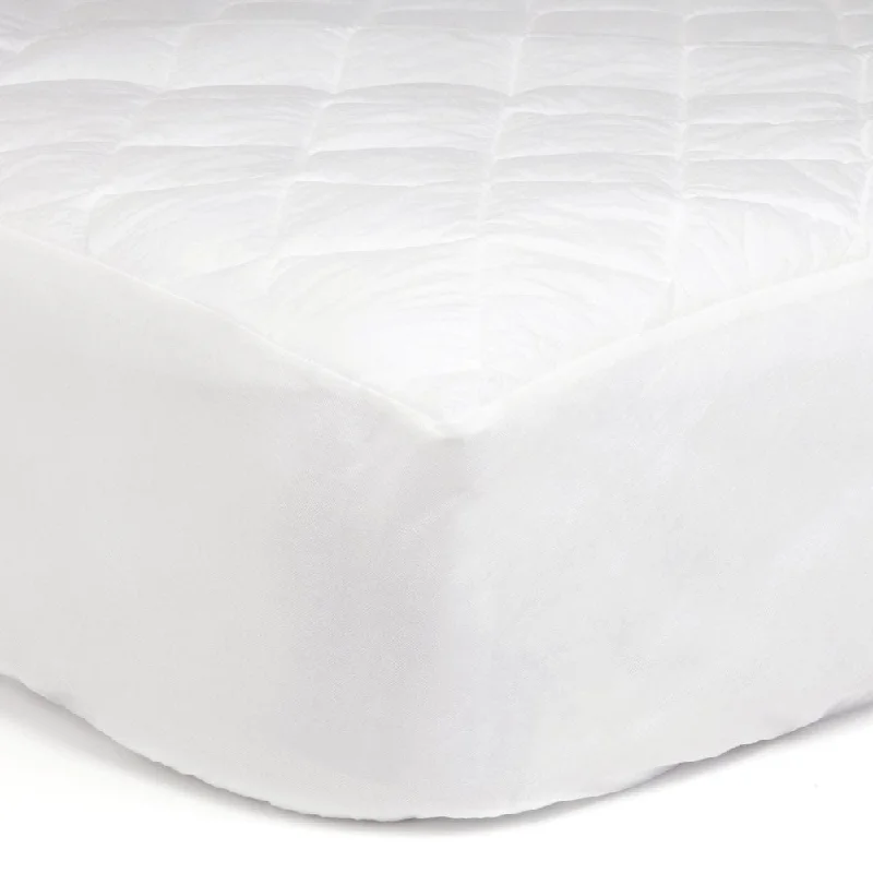 Deluxe Cotton-Blend Hypoallergenic Fitted Mattress Pad - White