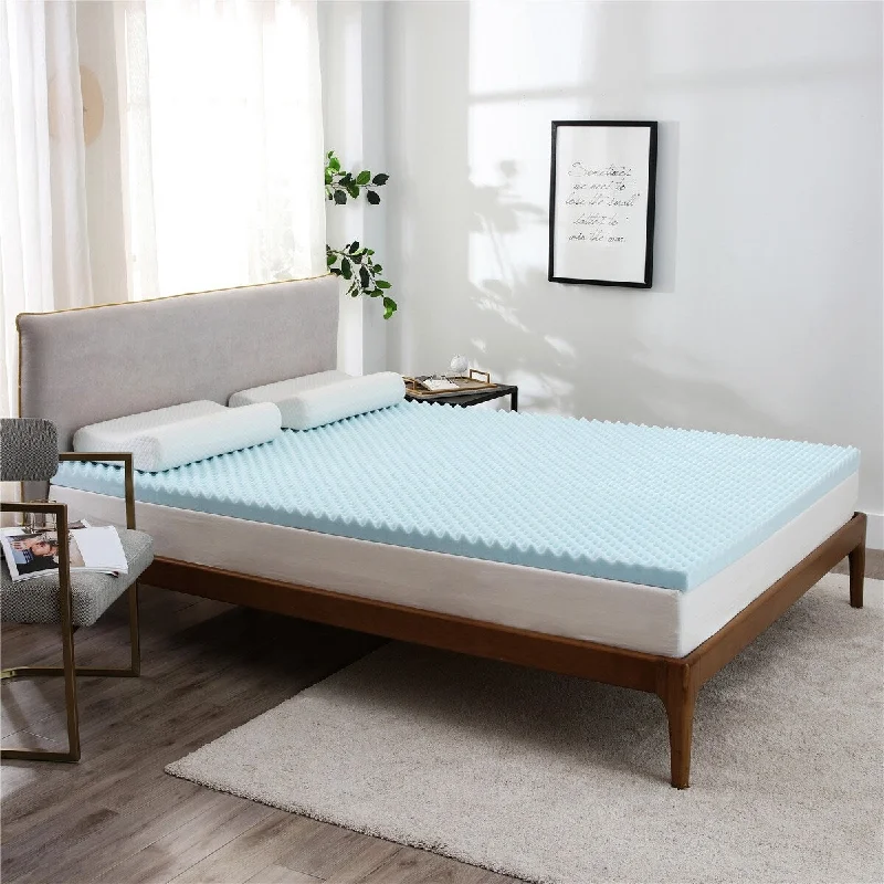 Egg Crate 3" Gel Memory Foam Mattress Topper-California King - Blue