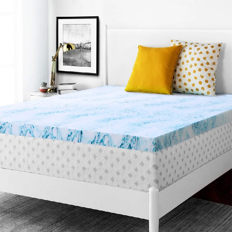 GZMR 3 Inch Queen Marble Pattern Memory Foam Mattress Topper