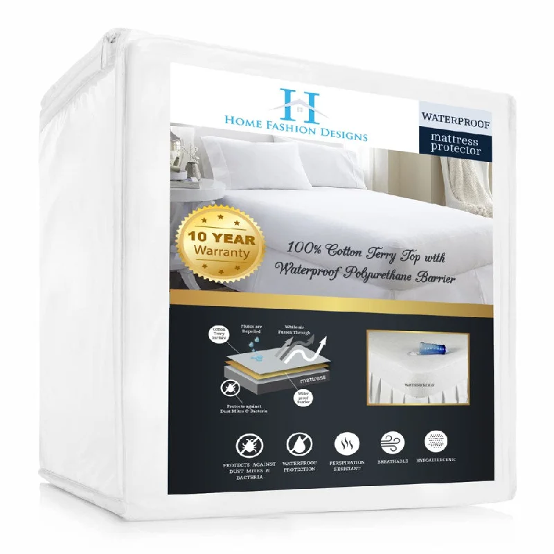 Home Fashion Designs Hypoallergenic Waterproof Mattress Protector - White